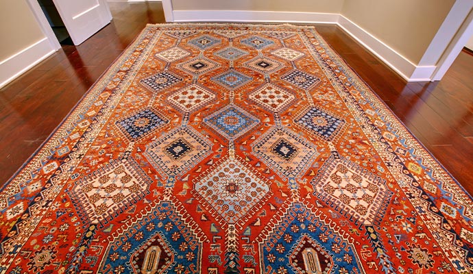 Antique geometric patterned oriental area rug