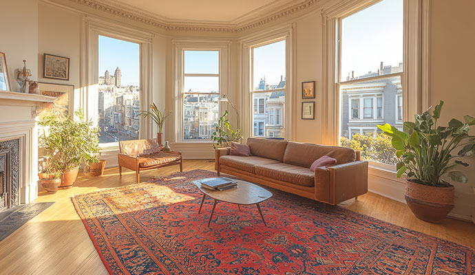 Cleaned rug in a living room