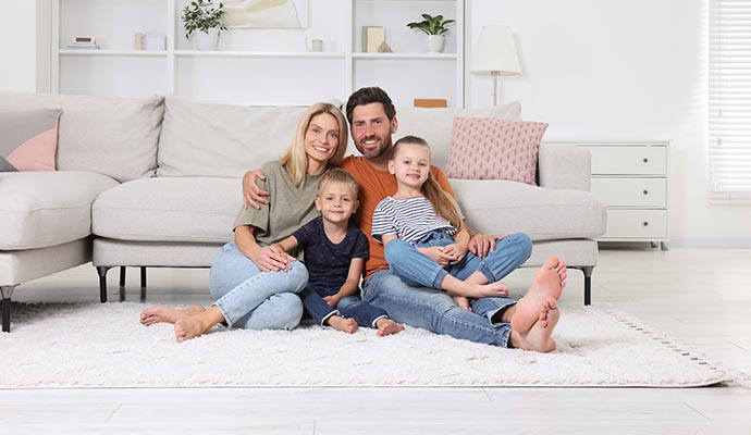 Family on a clean rug