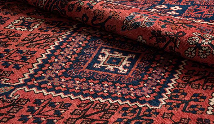 Hand knotted Persian wool rug with geometric medallion pattern