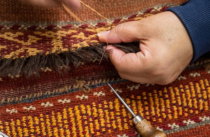 Hand knotted rug repair
