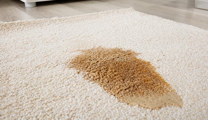 Coffee stain on white rug