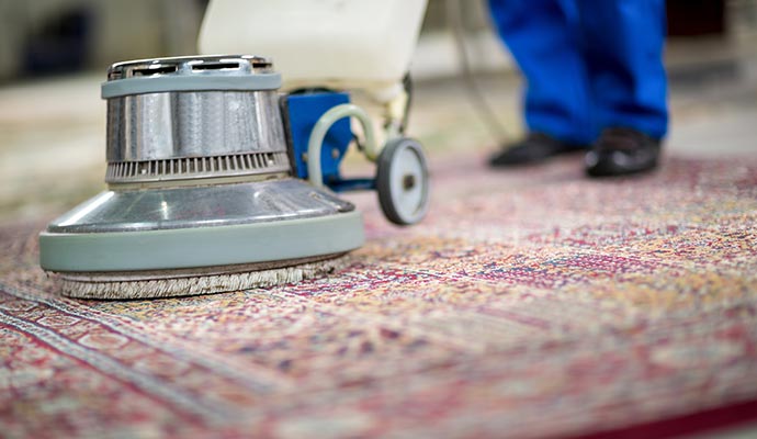 Rug cleaning with equipment