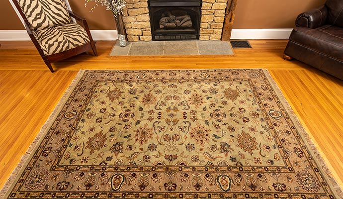 Neat and clean rug on the wooden floor