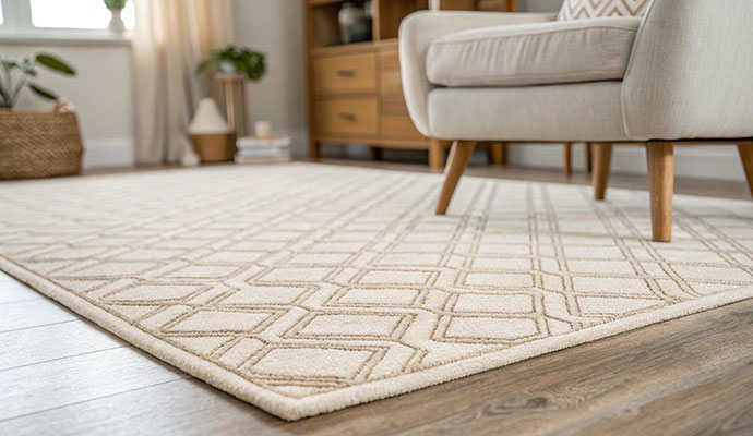 Elegant patterned rug for living rooms.