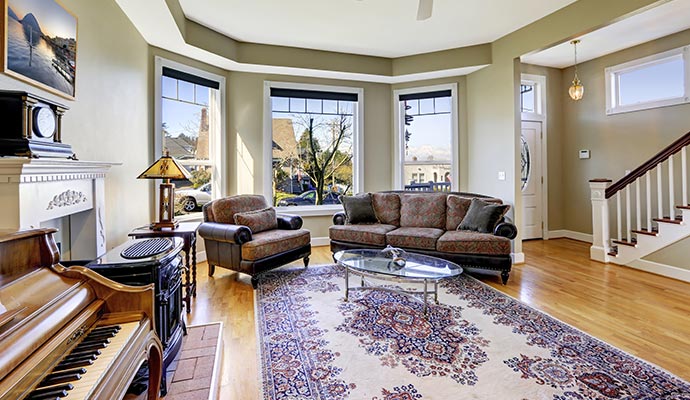 Antique rug on living room