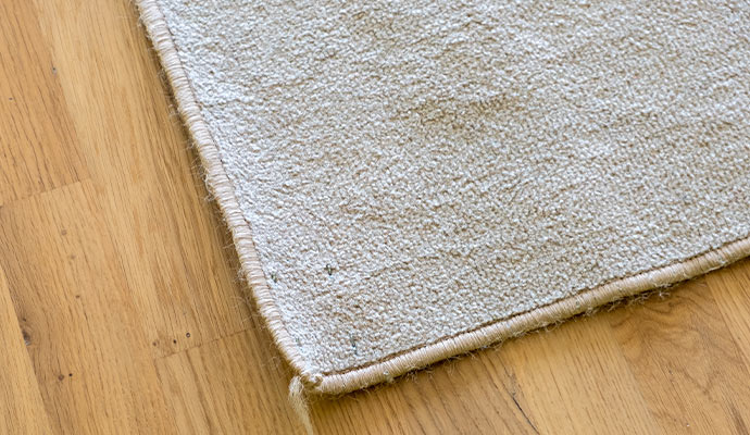 Close-up of frayed rug edge