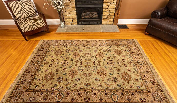 Fire retardant rug in traditional living room