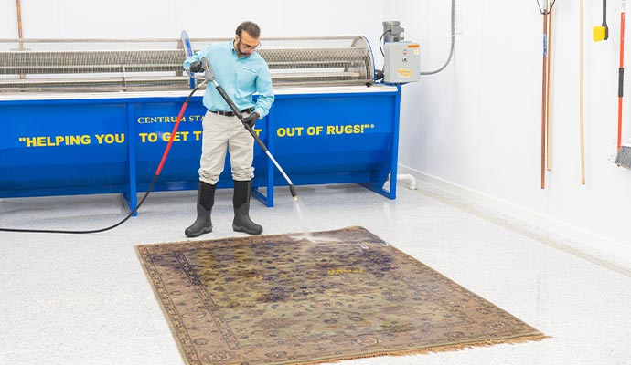 Rug wet cleaning by expert