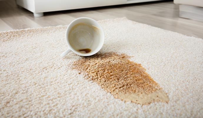 Coffee spill on white rug
