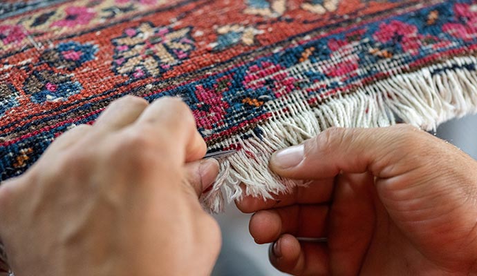 Professional rug fringe repair