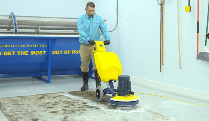 Rug treatment in progress